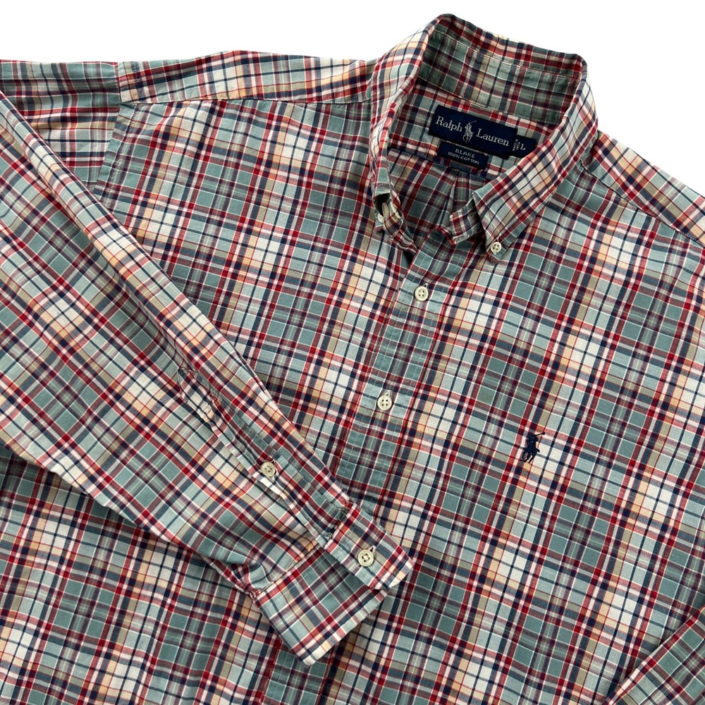 Ralph Lauren BLAKE Button Down Shirt Mens L Multi Plaid Oversized Fit Ivy Preppy